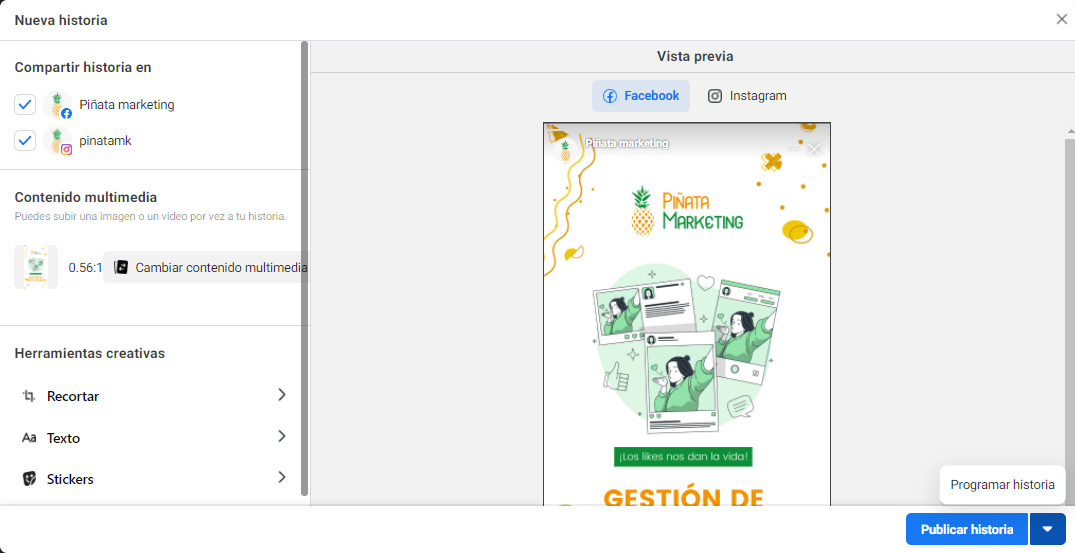 programar stories de instagram