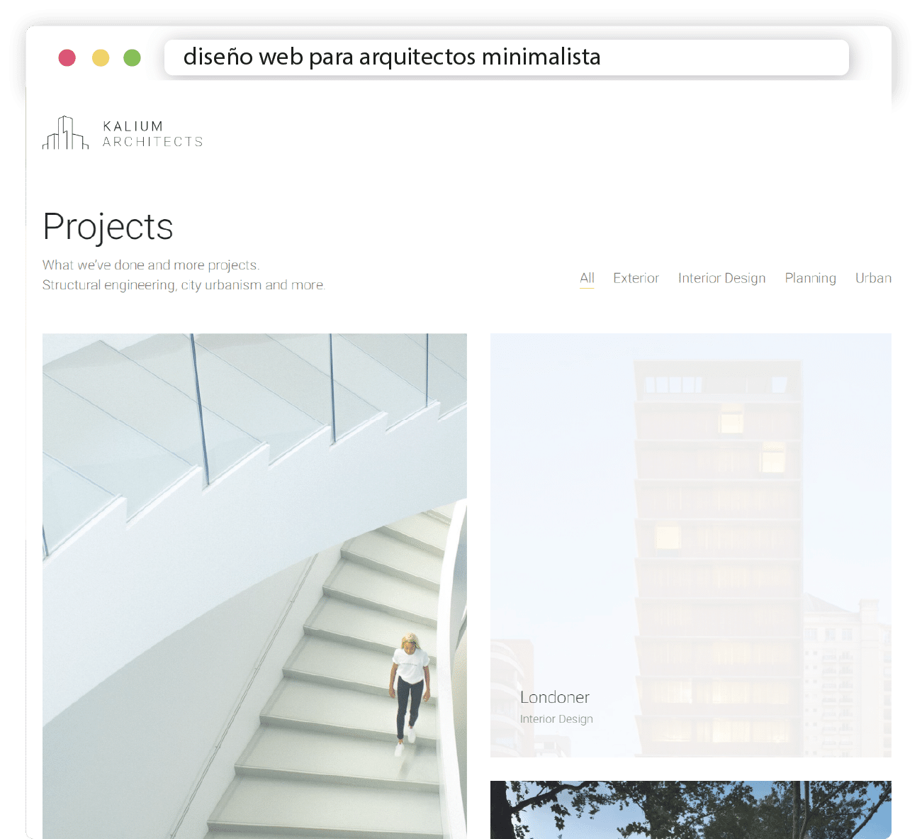 diseño web para arquitectos minimalista